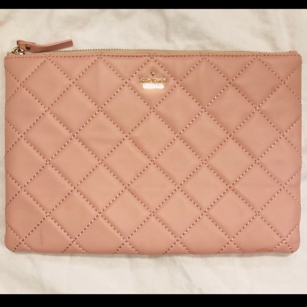 Kate spade quilted leather pouch clutch